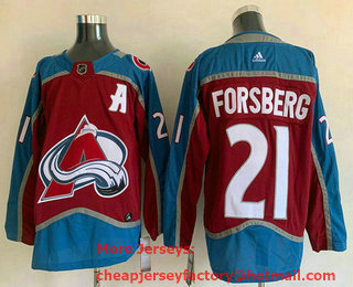 Men's Colorado Avalanche #21 Peter Forsberg Red Adidas Stitched NHL Jersey