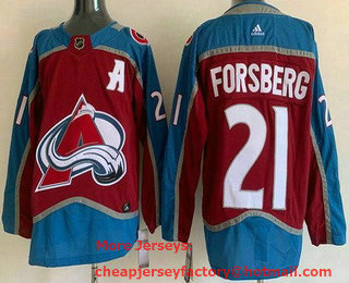 Men's Colorado Avalanche #21 Peter Forsberg Red Authentic Jersey
