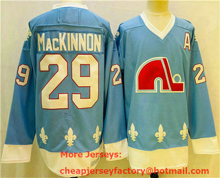 Men's Colorado Avalanche #29 Nathan MacKinnon Blue Throwback Stitched NHL CCM Jersey