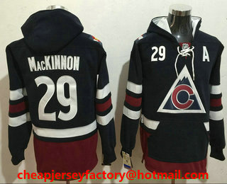 Men's Colorado Avalanche #29 Nathan MacKinnon NEW Navy Blue Stitched NHL Old Tim Hockey Hoodie