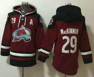 Men's Colorado Avalanche #29 Nathan MacKinnon Red Ageless Must Have Lace Up Pullover Hoodie