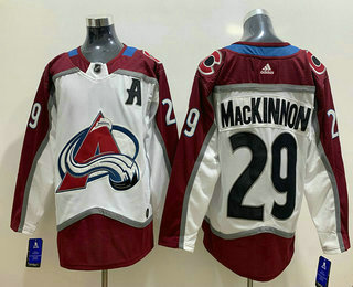 Men's Colorado Avalanche #29 Nathan MacKinnon White Adidas Stitched NHL Jersey