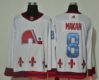 Men's Colorado Avalanche #8 Cale Makar White 2021 Retro Stitched NHL Jersey