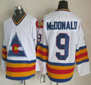 Men's Colorado Avalanche #9 Joey MacDonald 1976-77 White CCM Vintage Throwback Jersey