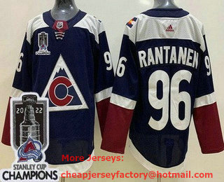 Men's Colorado Avalanche #96 Mikko Rantanen Navy Alternate 2022 Stanley Cup Champions Stitched Jersey