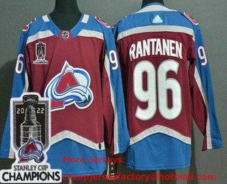 Men's Colorado Avalanche #96 Mikko Rantanen Red 2022 Stanley Cup Champions Stitched Jersey