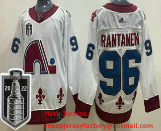Men's Colorado Avalanche #96 Mikko Rantanen White 2021 Reverse Retro 2022 Stanley Cup Stitched Jersey