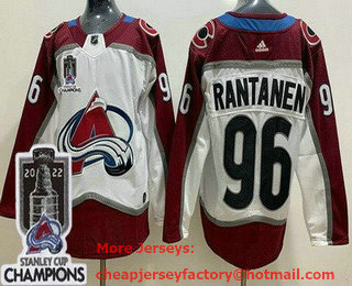 Men's Colorado Avalanche #96 Mikko Rantanen White 2022 Stanley Cup Champions Stitched Jersey