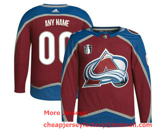 Men's Colorado Avalanche Custom 2022 Burgundy Stanley Cup Final Patch Stitched Jersey