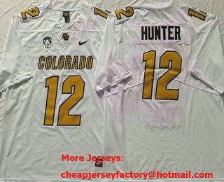 Men's Colorado Buffaloes #12 Travis Hunter Limited White Gold College Football Jersey