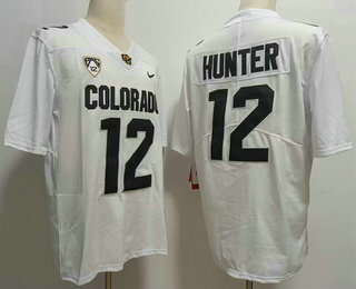 Men's Colorado Buffaloes #12 Travis Hunter White Black College Vapor Limited Stitched Jersey