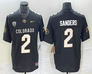 Men's Colorado Buffaloes #2 Shedeur Sanders Black 2023 FUSE Vapor Stitched Jersey