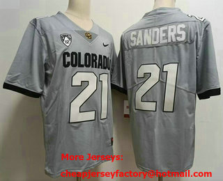 Men's Colorado Buffaloes #21 Shedeur Sanders Grey White College Vapor Limited Stitched Jersey