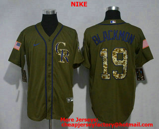 Men's Colorado Rockies #19 Charlie Blackmon Green Salute To Service Stitched MLB Cool Base Nike Jersey