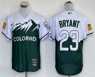 Men's Colorado Rockies #23 Kris Bryant Green 2022 City Connect Cool Base Stitched Jersey