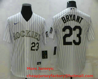 Men's Colorado Rockies #23 Kris Bryant White Stitched MLB Cool Base Nike Jersey
