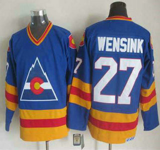 Men's Colorado Rockies #27 John Wensink 1977-78 Blue CCM Vintage Throwback Jersey