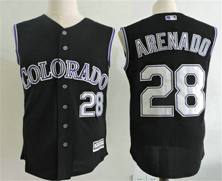 Men's Colorado Rockies #28 Nolan Arenado Black Vest Sleeveless Stitched MLB Cool Base Jersey