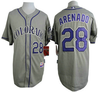 Men's Colorado Rockies #28 Nolan Arenado Grey Jersey