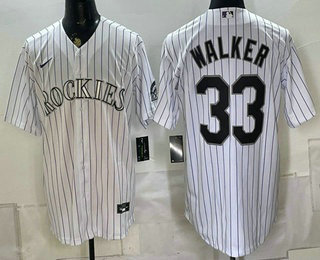 Men's Colorado Rockies #33 Larry Walker White Cool Base Stitched Jersey