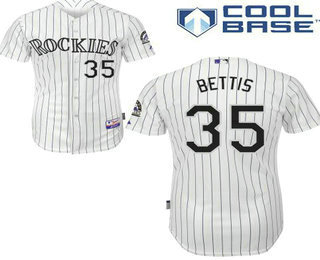 Men's Colorado Rockies #35 Chad Bettis White Home Stitched Baseball Jersey