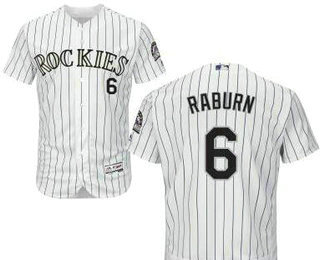 Men's Colorado Rockies #6 Ryan Raburn White Home Stitched Baseball Jersey