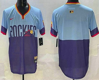 Men's Colorado Rockies Blank Blue Purple 2025 City Connect Limited Jersey