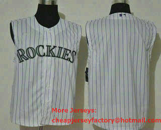 Men's Colorado Rockies Blank White 2020 Cool and Refreshing Sleeveless Fan Stitched MLB Nike Jersey