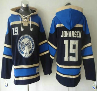 Men's Columbus Blue Jackets #19 Ryan Johansen Old Time Hockey Navy Blue Hoodie