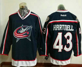 Men's Columbus Blue Jackets #43 Scott Hartnell Navy Blue Home Stitched NHL Reebok Hockey Jersey