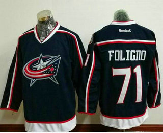 Men's Columbus Blue Jackets #71 Nick Foligno Navy Blue Home Stitched NHL Reebok Hockey Jersey