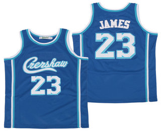 Men's Crenshaw #23 LeBron James Light Blue Swingman Throwback Jersey