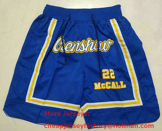 Men's Crenshaw High School #22 Quincy McCall Blue Basketball Just Don Swingman Shorts
