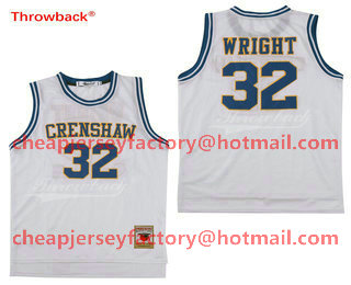 Men's Crenshaw High School #32 Monica Wright White Soul Swingman Stitched Basketball Jersey