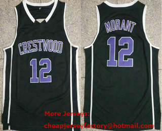 Men's Crestwood High School Knights #12 Ja Morant Black Basketball Jersey 01