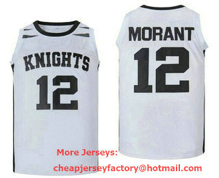 Men's Crestwood High School Knights #12 Ja Morant White Basketball Jersey