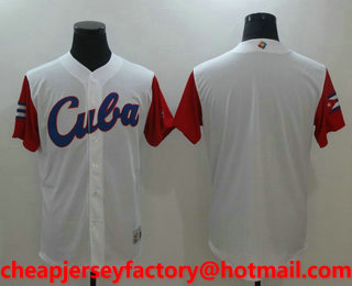 Men's Cuba Baseball White 2017 World Baseball Classic Blank Team Jersey