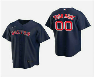 Men's Custom Boston Red Sox Navy Alternate Replica Jersey