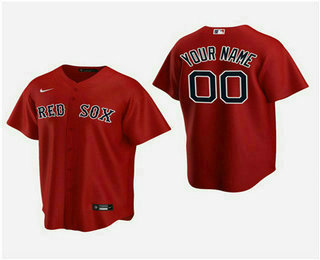 Men's Custom Boston Red Sox Red Alternate Replica Jersey