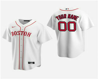 Men's Custom Boston Red Sox White Alternate Replica Jersey