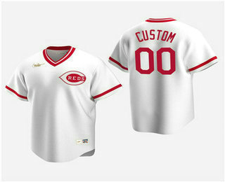 Men's Custom Cincinnati Reds White Home Cooperstown Collection Nike Jersey