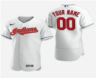 Men's Custom Cleveland Indians Custom Nike White Flexbase Jersey