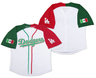 Men's Custom Dodgers Mexican Blank White Baseball Jersey