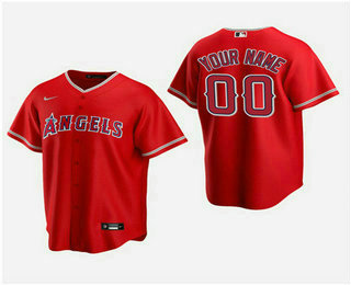 Men's Custom Los Angeles Angels Red Alternate Replica Jersey