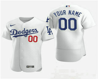 Men's Custom Los Angeles Dodgers Custom Nike White Flexbase Jersey