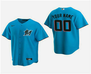 Men's Custom Miami Marlins Blue Alternate Replica Jersey