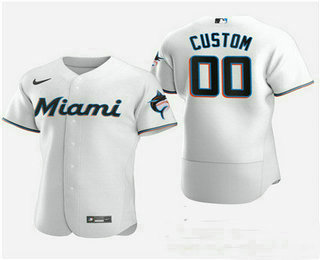 Men's Custom Miami Marlins Custom Nike White Flexbase Jersey