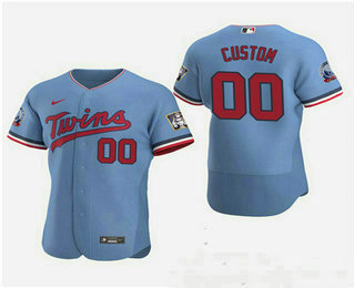 Men's Custom Minnesota Twins Custom 60th Season Anniversary 2020 Light Blue Flexbase Jersey