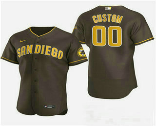 Men's Custom San Diego Padres Custom Nike 2020 Alternate Brown Flexbase Jersey