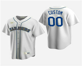 Men's Custom Seattle Mariners White Home Cooperstown Collection Nike Jersey